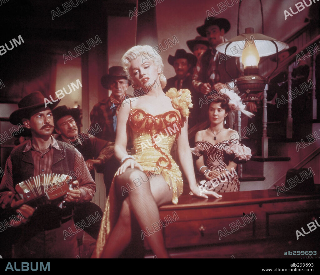NORMA JEAN BAKER. MARILYN MONROE en RÍO SIN RETORNO, 1954 (RIVER OF NO RETURN), dirigida por OTTO PREMINGER. Copyright 20TH CENTURY FOX.