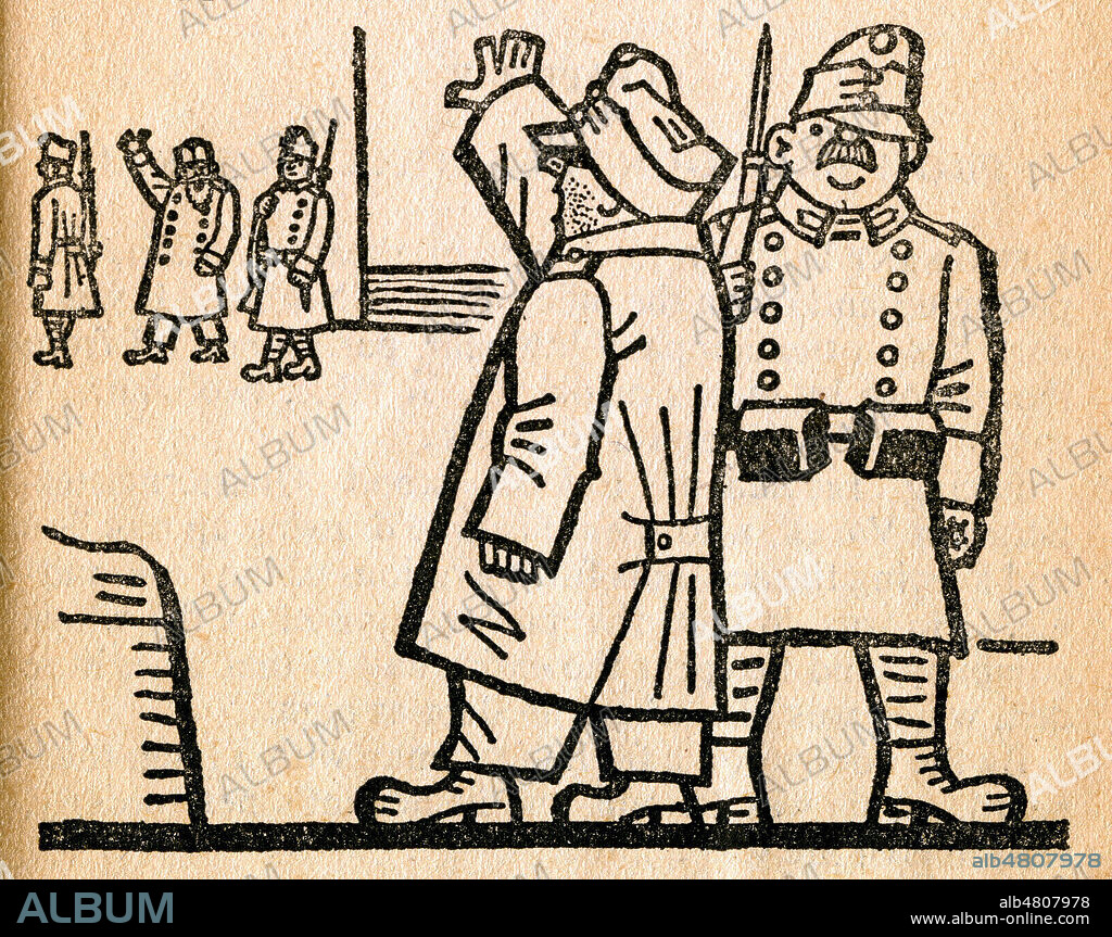 Adieu de Schweik au sapeur Voditchka. Illustration de 1939 par Josef LADA (1887-1957) pour The good soldier Schweik (Le brave soldat Chveik) de Jaroslav HASEK (1883-1923). ADAGP. Credit : Collection Vigne/Kharbine-Tapabor.