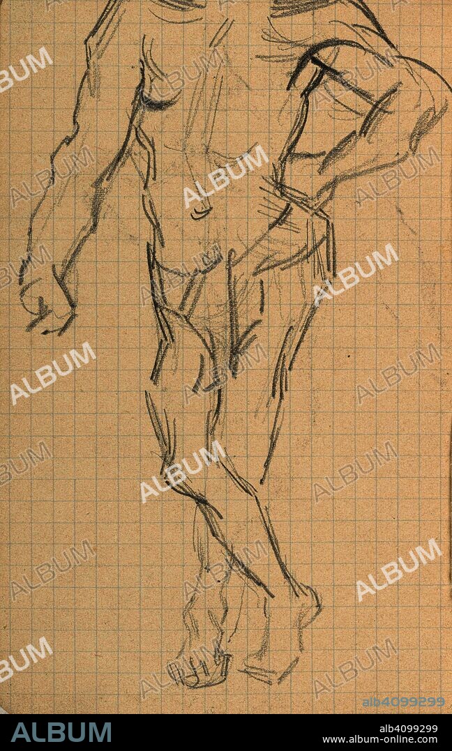 VINCENT VAN GOGH. Standing Male Figure (after Bargue). Date: June 1890. Dimensions: 13.4 cm x 8.5 cm.