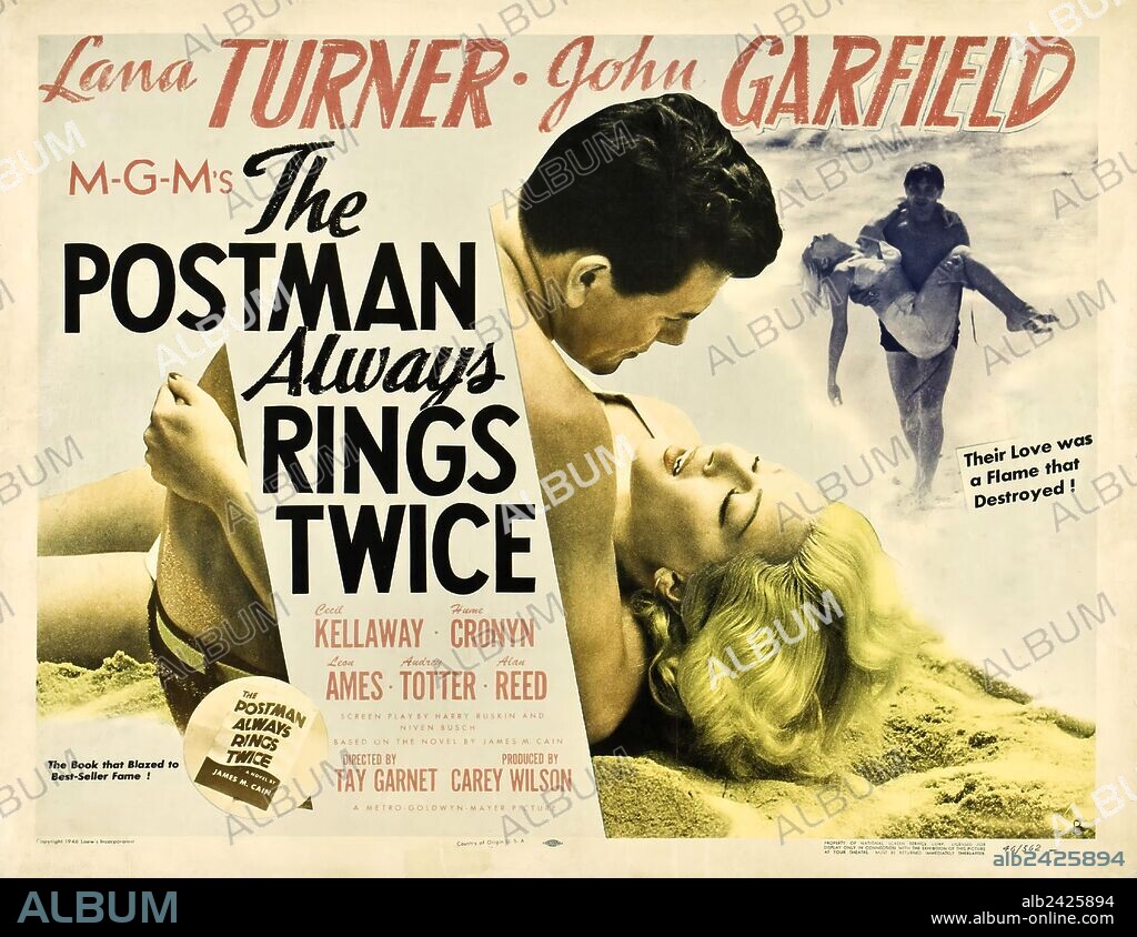 Poster of THE POSTMAN ALWAYS RINGS TWICE, 1946, directed by TAY GARNETT. Copyright PARAMOUNT PICTURES.