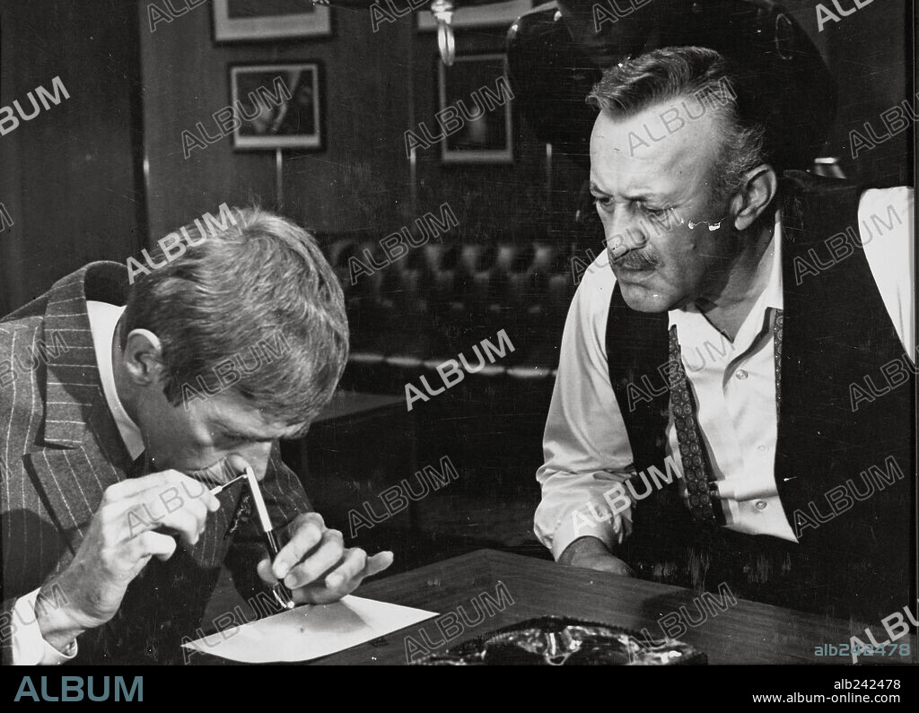 JAMES COBURN and LEE J. COBB in IN LIKE FLINT, 1967, directed by GORDON DOUGLAS. Copyright 20TH CENTURY FOX.