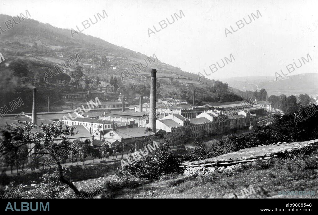 1950. General view of the national cannon factory in the town Trubia (Asturias).