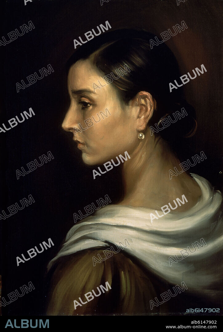 JULIO ROMERO DE TORRES. CARMEN - 1928 - OLEO Y TEMPLE SOBRE LIENZO 46x34.