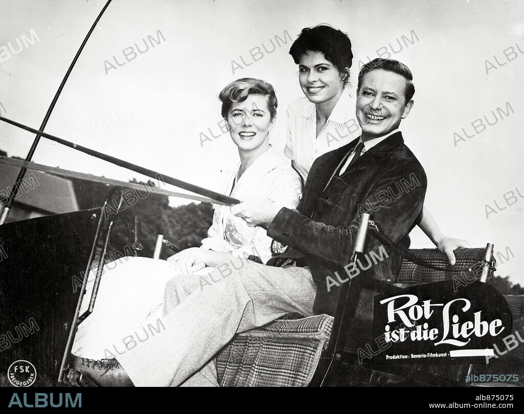 BARBARA RUTTING, CORNELL BORCHERS and DIETER BORSCHE in ROT IST DIE LIEBE, 1957, directed by KARL HARTL.