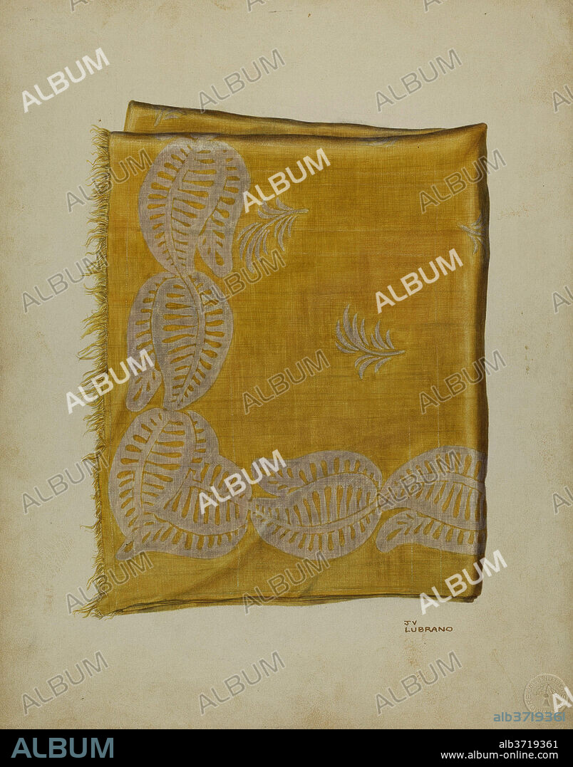 JOSEPH LUBRANO. Printed Textiles. Dated: c. 1940. Dimensions: overall: 36.6 x 28.9 cm (14 7/16 x 11 3/8 in.)  Original IAD Object: 29" wide; 32 1/2" long. Medium: watercolor and graphite on paperboard.