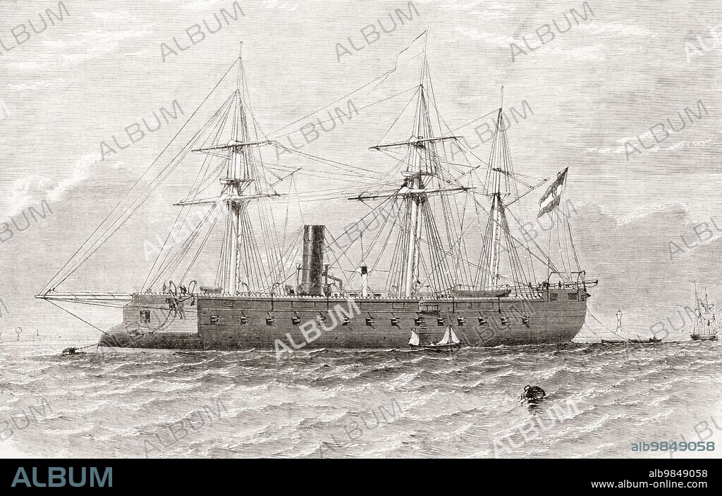 SMS Kaiser Max, the lead ship of the Kaiser Max class of armored frigates built for the Austrian Navy in the 1860s. From L'Univers Illustre published 1867.