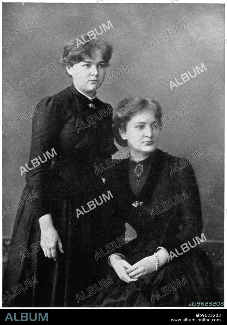 ANON. Manya Sklodowska (Marie Curie) and her sister Bronya (seated), 1886. The future Nobel Prizewinning physicist before she left her native Poland for France.