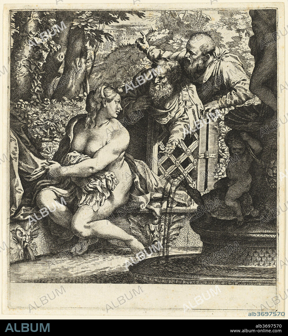 ANNIBALE CARRACCI. Susanna and the Elders. Dated: c. 1590/1595. Dimensions: plate: 34.7 x 31.2 cm (13 11/16 x 12 5/16 in.)  sheet: 36 x 32.4 cm (14 3/16 x 12 3/4 in.). Medium: etching and engraving.