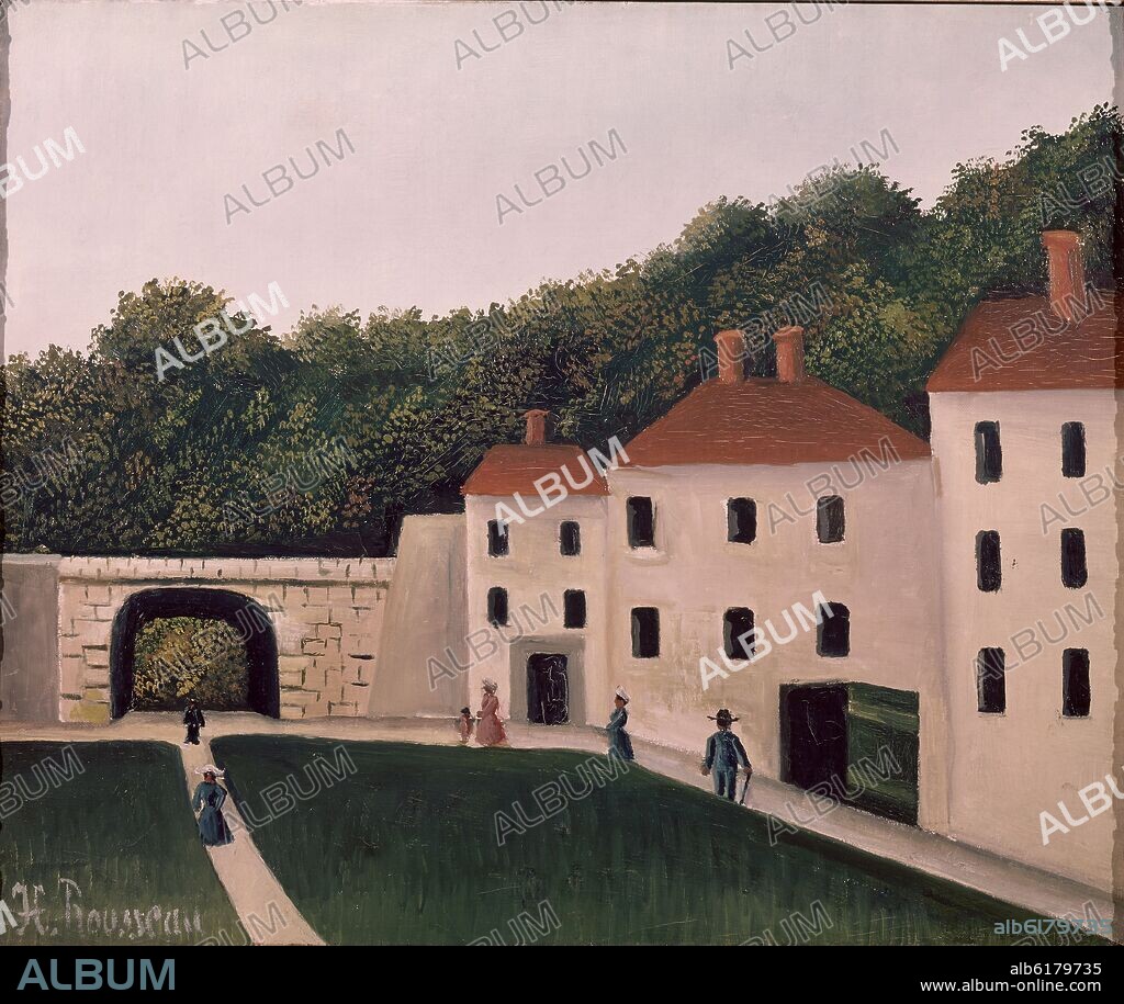 HENRI ROUSSEAU (1844-1910) EL ADUANERO ROUSSEAU. PASEANTES EN EL PARQUE DE SAINT CLOUD - 1907/8 - O/T - 46x55 - PINTURA NAIF.