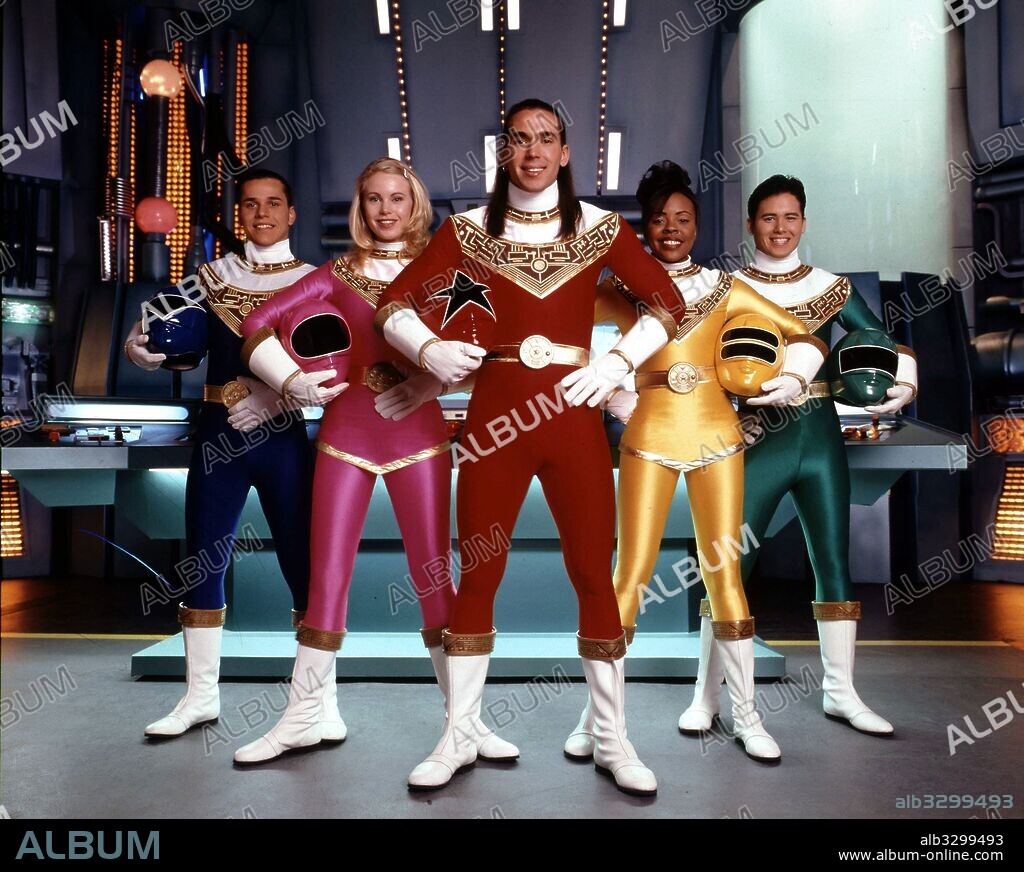 CATHERINE SUTHERLAND, JASON DAVID FRANK, JOHNNY YONG, NAKIA BURRISE and STEVE CARDENAS in POWER RANGERS ZEO-TV, 1996.