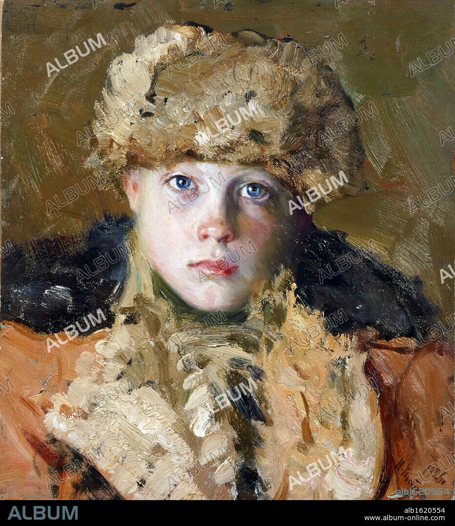 NIKOLAJ ALEKSEEVIC KASATKIN. Russia, Tomsk Oblast Art Museum, Portrait of a Boy by Nikolai Alekseevich Kasatkin, oil on wood, 1926, (1859-1930).
