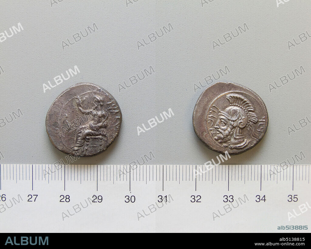 Ruler: Pharnabazos, Mint: Tarsus, Stater of Pharnabazos from Tarsus, 379374 B.C., Silver, 10.33 g, 1:00, 23.3 mm, Made in Tarsus, Cilicia, Greek, 4th century B.C., Numismatics.