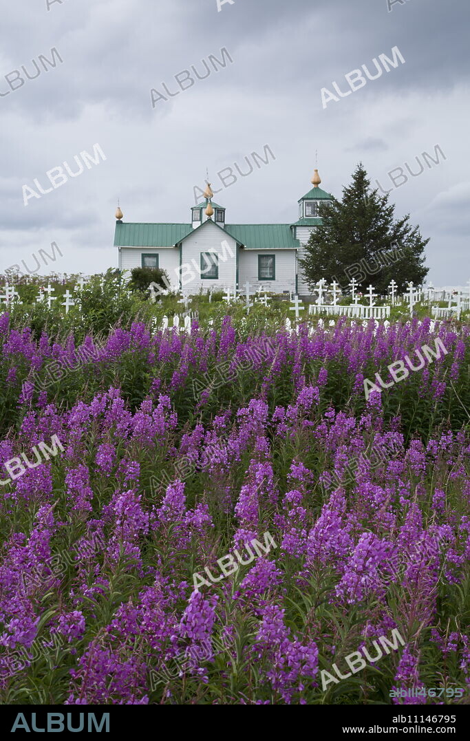 Transfiguration of our Lord Church, old Russian Church, founded 1846, Ninilchik, Alaska, United States of America, North America.