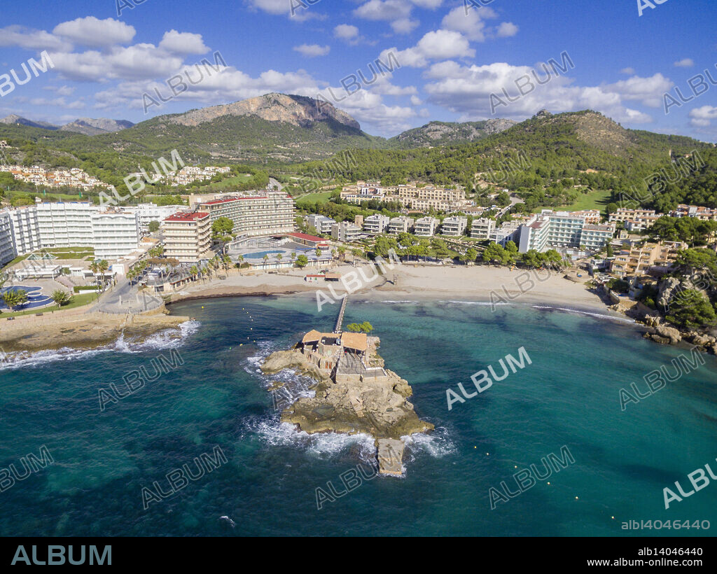 Camp de Mar from the air, Andratx, Mallorca, Balearic Islands, Spain.