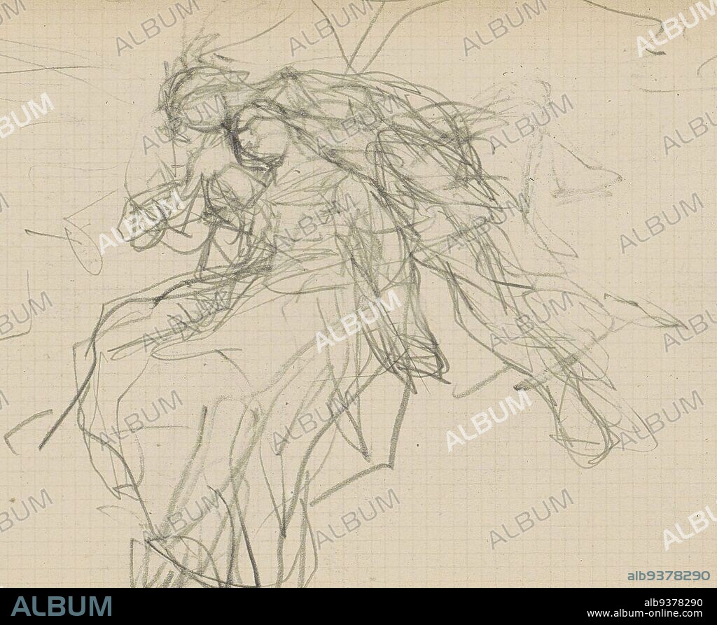 Sheet 8 verso from a sketchbook with 35 sheets, Woman lying against the breast of a man, Matthijs Maris, 1849 - 1917.