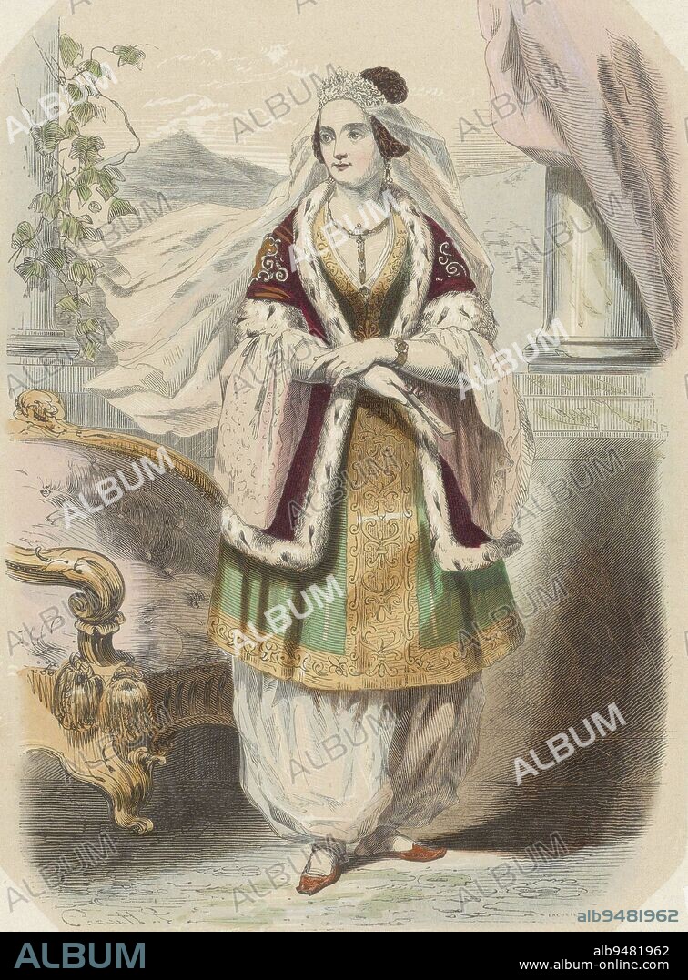 Portrait of Amalia of Oldenburg Queen of Greece print maker J.L. Lacoste mentioned on object Huart mentioned on object Netherlands 1852 1869 paper h 277 mm Album alb9481962
