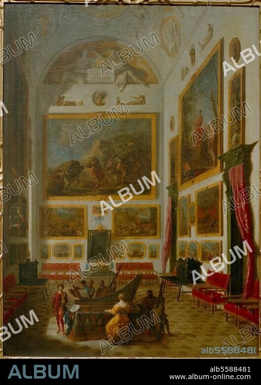 JOHANN HEINRICH SCHOENFELD. Schönfeld, Johann Heinrich. 1609-1682/83. "Musical entertainment at the spinet", c. 1670. Oil on canvas, 124 × 92.5cm. Dresden, Gemäldegalerie, Alte Meister.