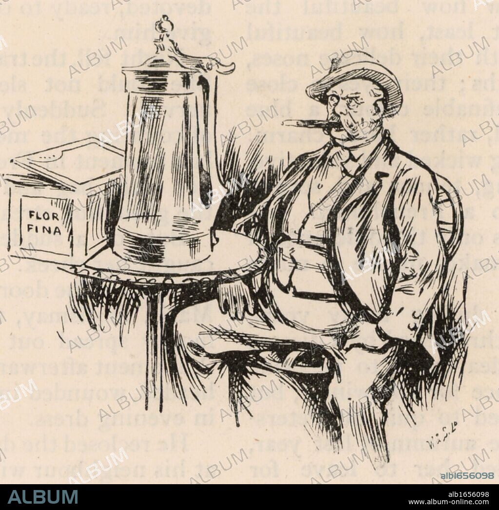 Otto Edward Leopold von Bismarck (1815-1898) German statesman. Cartoon showing Bismarck as an archetypical German smoking a cigar and sitting at a table beside a huge Beerstein. From "The Strand Magazine" (London, 1891). Engraving. (Photo by: Universal History Archive/UIG via Getty Images).