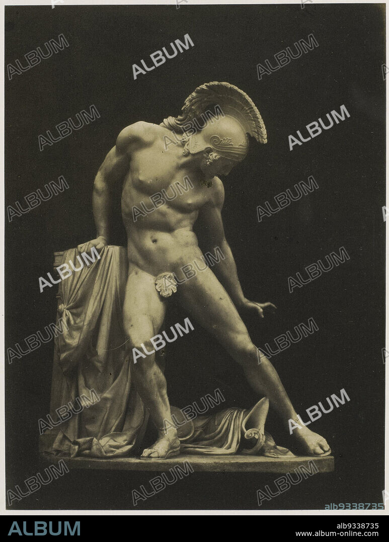 Sculpture of a wounded Achilles by Innocenzo Fraccaroli, exhibited at the 1851 Great Exhibition of the Works of Industry of All Nations in London, Achilles Wounded. (Marble) Fraccaroli (title on object), anonymous, printer: Nicolaas Henneman, London, 1851, photographic support, salted paper print, height 186 mm × width 140 mm.