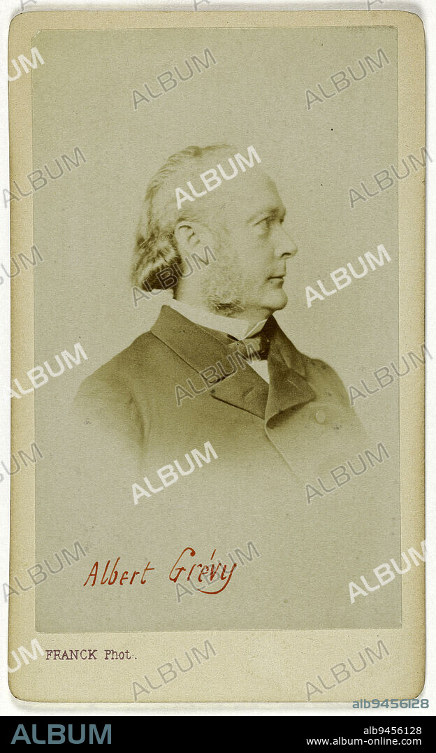 Portrait of Albert Grévy (1823-1899), (lawyer, politician, administrator), Franck (François Gobinet de Villechole, dit), Photographer, Between 1860 and 1890, 2nd half of the 19th century, Photography, Graphic arts, Photography, Albumen paper print, Dimensions - Work: Height: 9.1 cm, Width: 5.5 cm, Dimensions: Height: 10.5 cm, Width: 6.3 cm.