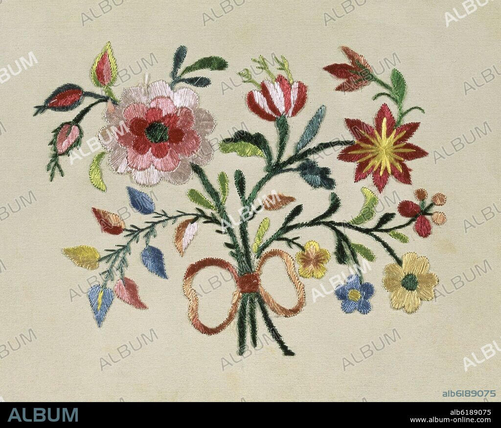 RAMO DE FLORES BORDADO - SIGLO XIX.
