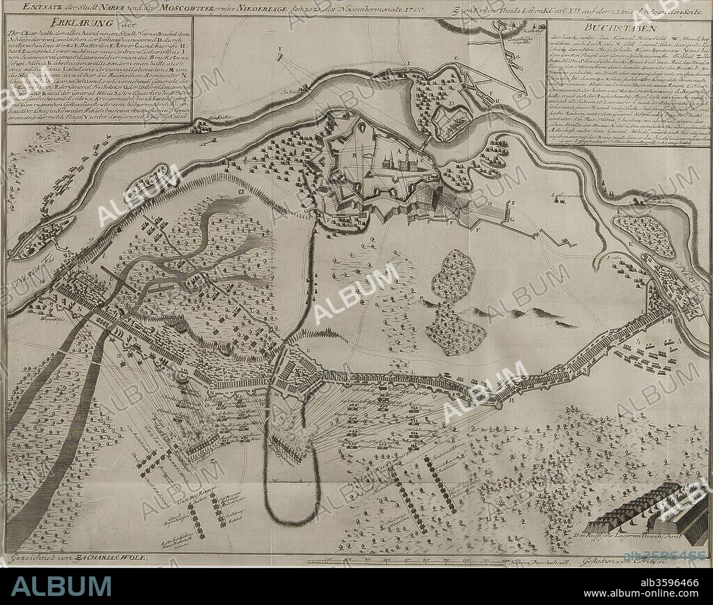 ZACHARIAS VON WOLF. Map of the Battle at Narva.