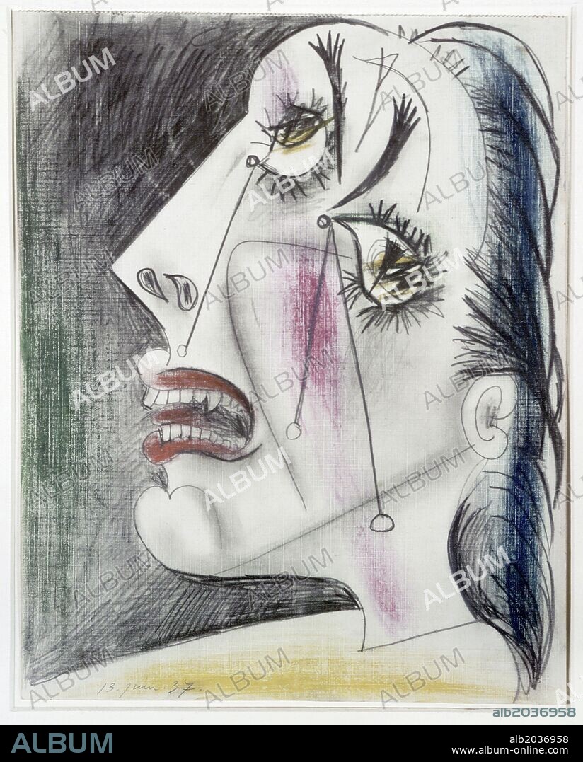 Pablo Picasso / 'La Femme qui Pleure' (Weeping Woman), Study for Guernica, 1937, Pencil on paper, 29 x 23 cm.