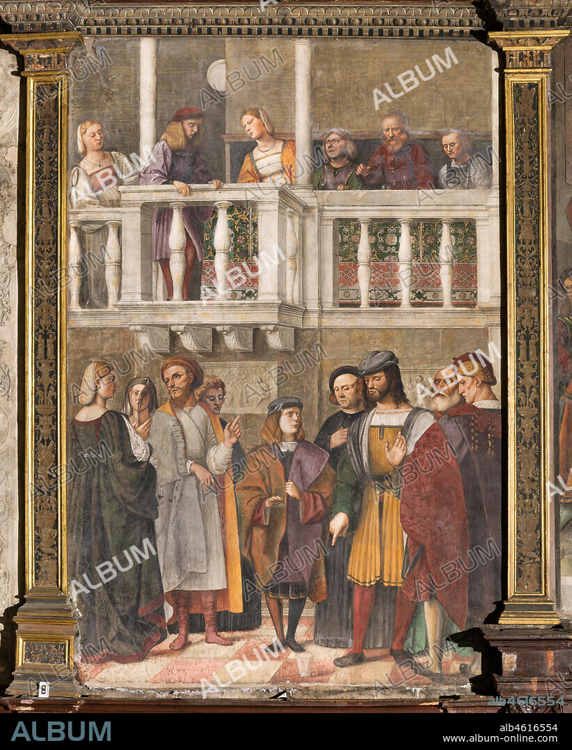 Padua, Basilica di St Anthony or of the Saint, Scuola del Santo (School of the Saint), Salon: "The Miracle of the Glass", fresco by Girolamo Tessari, known as Girolamo Dal Santo, 1511.
