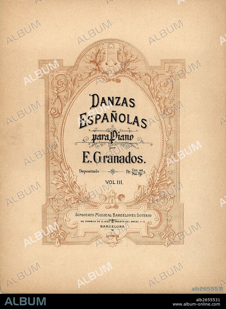 Partitura musical de Danzas Españolas, del maestro Enrique Granados.