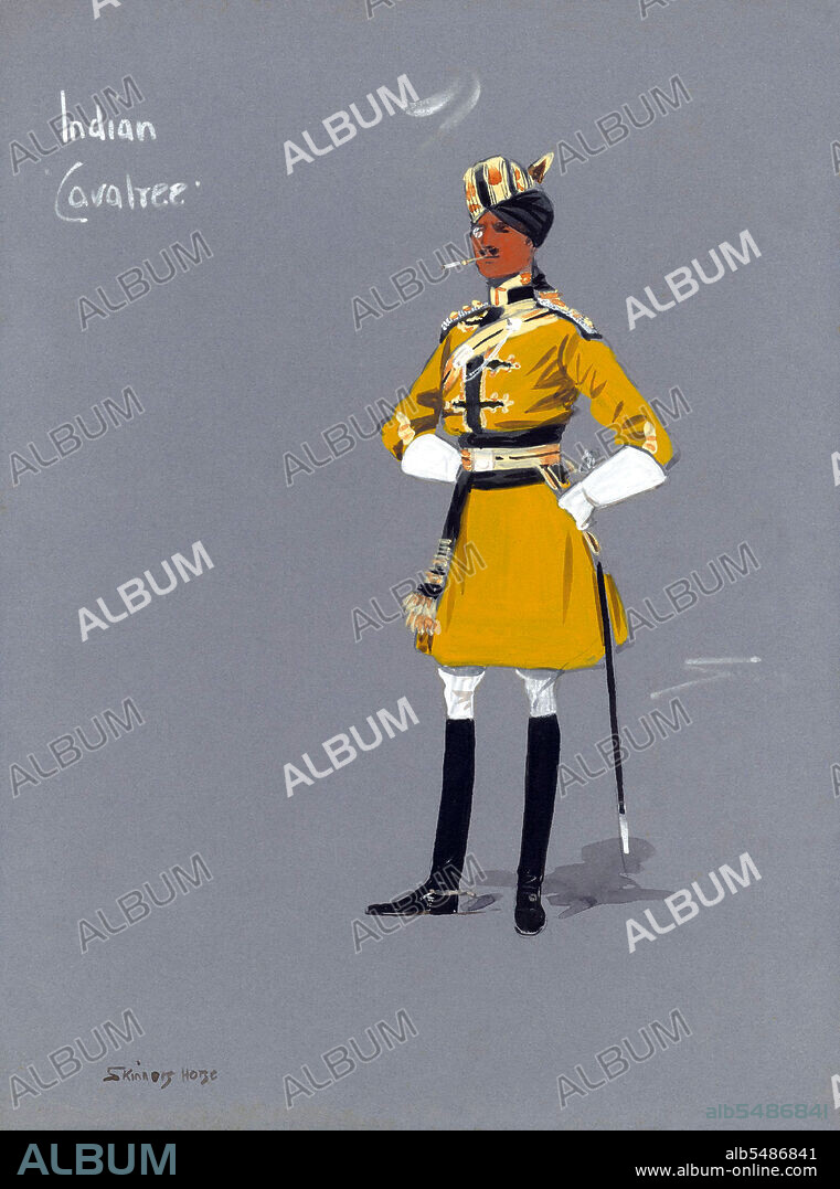 The 1st Duke of York's Own Lancers (Skinner's Horse) was a unit of the British Indian Army from 1922 to independence and thereafter a unit of the Indian Army. Its foundation was when it was raised in 1803 as Skinners Horse by James Skinner (Sikander Sahib) as an irregular cavalry regiment in the service of the East India Company, the regiment became (and remains) one of the seniormost cavalry regiments of the Armoured Corps of the Indian Army. There were two regiments of Indian Cavalry raised by Colonel James Skinner in 1803. They became the 1st Bengal Lancers and the 3rd Skinner's Horse. On the reduction of the Indian Army in 1922, they were amalgamated and became Skinner's Horse (1st Duke of York's Own Cavalry). The old 1st Lancers wore yellow uniforms (unique in the world) and the old 3rd wore blue. Each regiment had the full-dress (mounted) long 'Kurta' worn with a turban and cummerbund, also a full-dress (dis-mounted) or levee, dress. These were not in general use after 1914 but could still be worn by officers on special assignments (e.g. as an aide-de-camp). The mess jacket and waistcoat of the old 1st Bengal Lancers was adopted by the 1922 regiment of Skinner's Horse and was the cold weather mess dress until 1939. All six of these uniforms are in the collection of the National Army Museum.