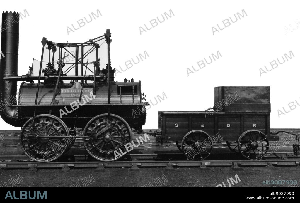 Locomotion No. 1 is to be seen at Darlington Main Line Station and although more than once rebuilt, it retains its original appearance. Its wheels, however, are of a pattrn introduced by Timothy Hackworth. The engine was built to the specifications of George Stephenson at the Forth Street Works, Newcastle, founded by him and his son. It opened the World's first locomotive-worked public railway on September 27th 1825 when it was driven by George Stephenson himself. ©TopFoto.