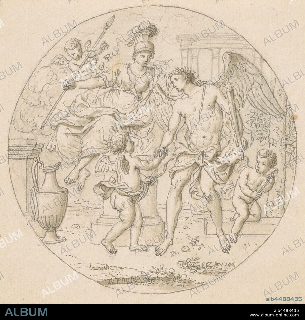 Allegory of Marriage (in box with 43 drawings), 'Castitimrimoniale', 'Fede maritale', 'Matrimonio' (Ripa), Louis Fabritius Dubourg, 1744, paper, ink, pencil, brush, h 111 mm × w 110 mm.