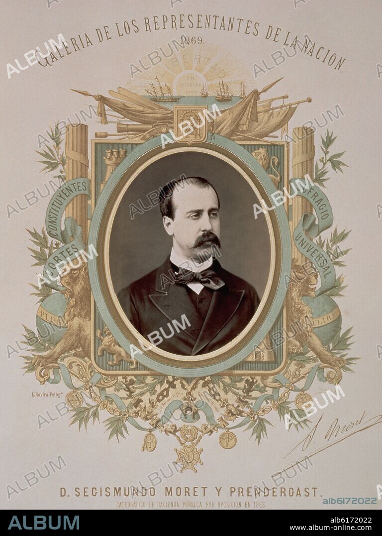 L ROVIRA (S XIX). SEGISMUNO MORET (1838/1913) POLITICO LIBERAL - FOTOGRAFIA DE 1869.