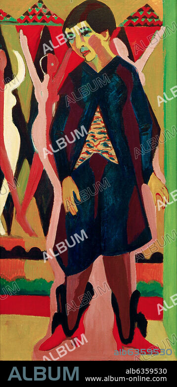 ERNST LUDWIG KIRCHNER. Kirchner, Ernst Ludwig. 1880-1938. "Bildnis Anna Müller", 1926/27. (Anna Müller, Ehefrau des Malers Albert Müller). Öl auf Leinwand, 151 × 78 cm. Benvenuta Familienstiftung.