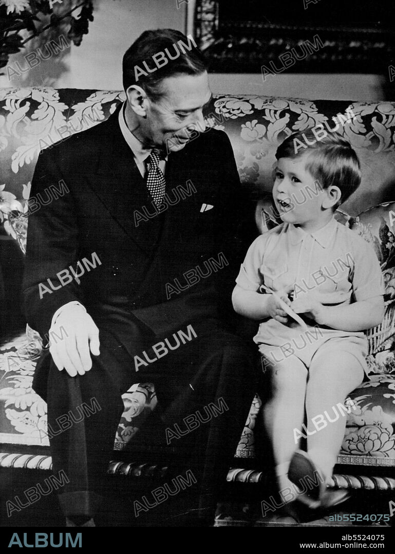 First Picture Of The King As He Celebrates Prince Charles Third Birthday -- The King with his grandson Prince Charles, at Buckingham Palace, London, today November 14. The Prince Celebrated his third Birthday anniversary today with a tea-party at the Palace. This is the first picture of the king since his recent serious unless. July 19, 1953. (Photo by Associated Press Photo).
