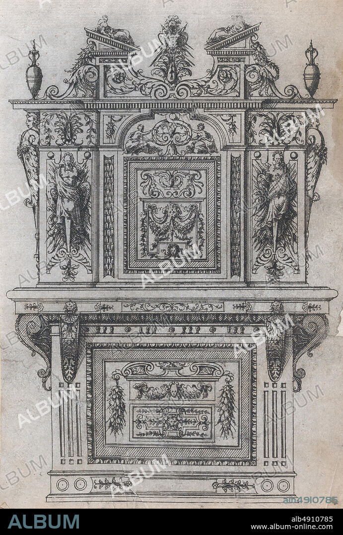 Jacques Androuet Du Cerceau, Furniture Design, Meubles, Jacques Androuet Du Cerceau (French, Paris 1510/121585 Annecy), 156570, Etching, Sheet: 7 5/8 × 5 1/8 in. (19.3 × 13 cm), Prints.