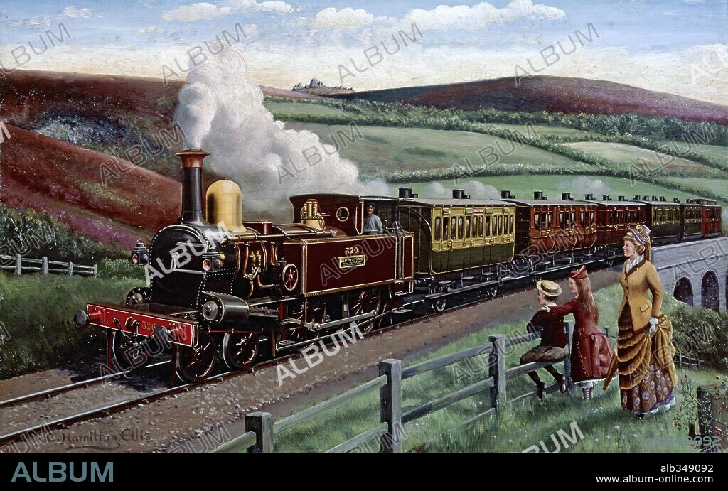 CUTHBERT HAMILTON-ELLIS. LSWR Train hauled by 4-4-OT.