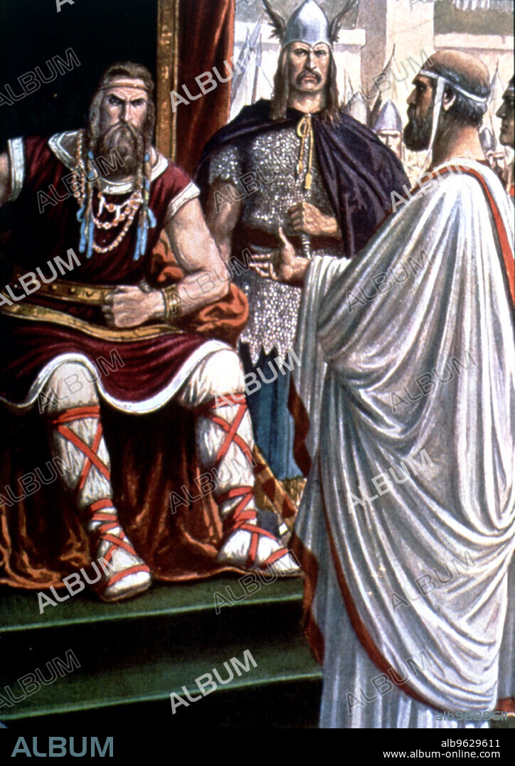 Alarico I (370-410), Visigoth king, Alaric receiving the ambassadors Romans.