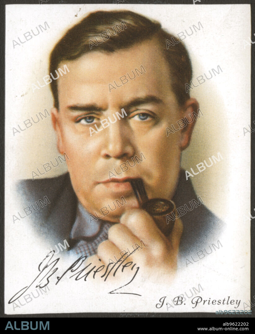 JB Priestley, British novelist, playwright, essayist and broadcaster, c1927. Joseph Boynton Priestley (1894-1984) was born in Bradford in Yorkshire and educated at Cambridge. He wrote the play An Inspector Calls in 1946. From Famous British Authors, a set of cigarette cards. (London, c1927).