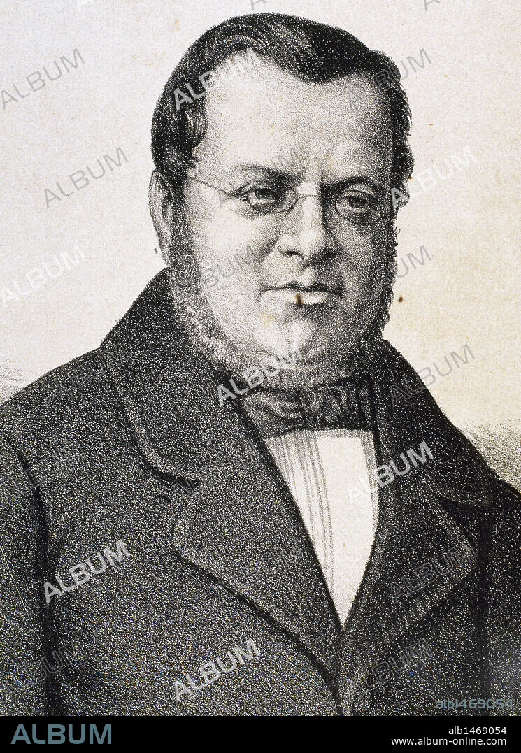 CONDE DE CAVOUR, Camillo Benso (1810-1861). Estadista italiano, principal artífice de la unificación italiana. Grabado por Llanta.