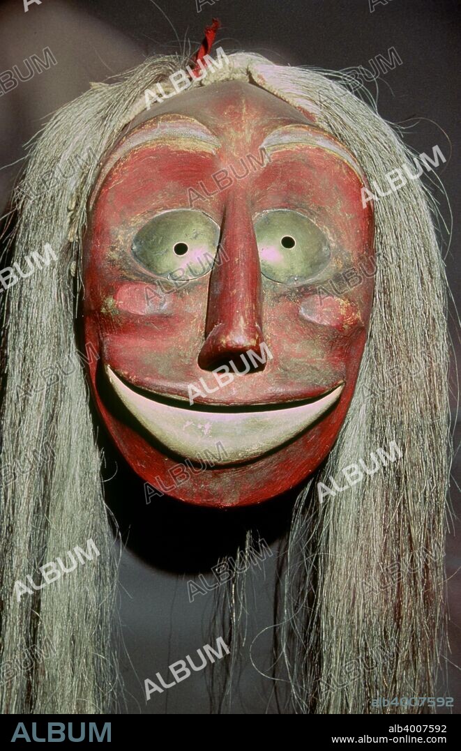 North American Indian artifact belonging to an Iroquois society known as the 'False-Face Band' in which each member had to have seen such a face in a dream. It was used to cure diseases.