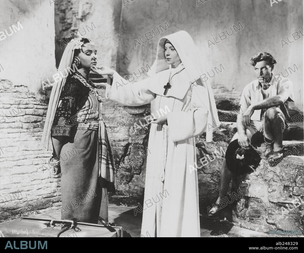DAVID FARRAR, DEBORAH KERR and JEAN SIMMONS in BLACK NARCISSUS, 1947, directed by EMERIC PRESSBURGER. Copyright THE ARCHERS.