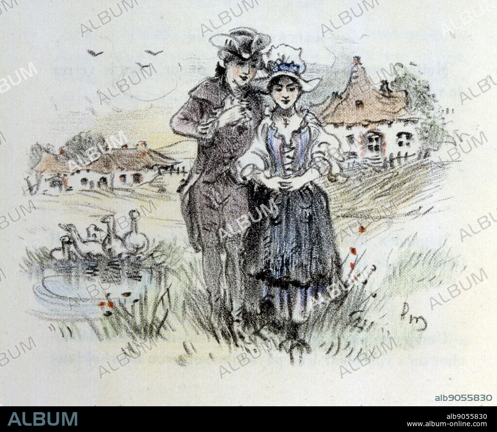 Illustration for No Trifling with Love (On ne badine pas avec l'Amour); 1834 French drama by Alfred Louis Charles de Musset-Pathay (1810 - 1857); French dramatist, poet, and novelist.
