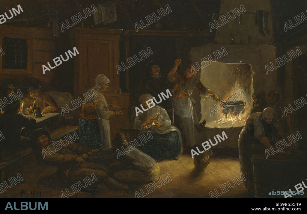 PEHR HÖRBERG. Inside a Peasant's Cottage in Småland, 1801.