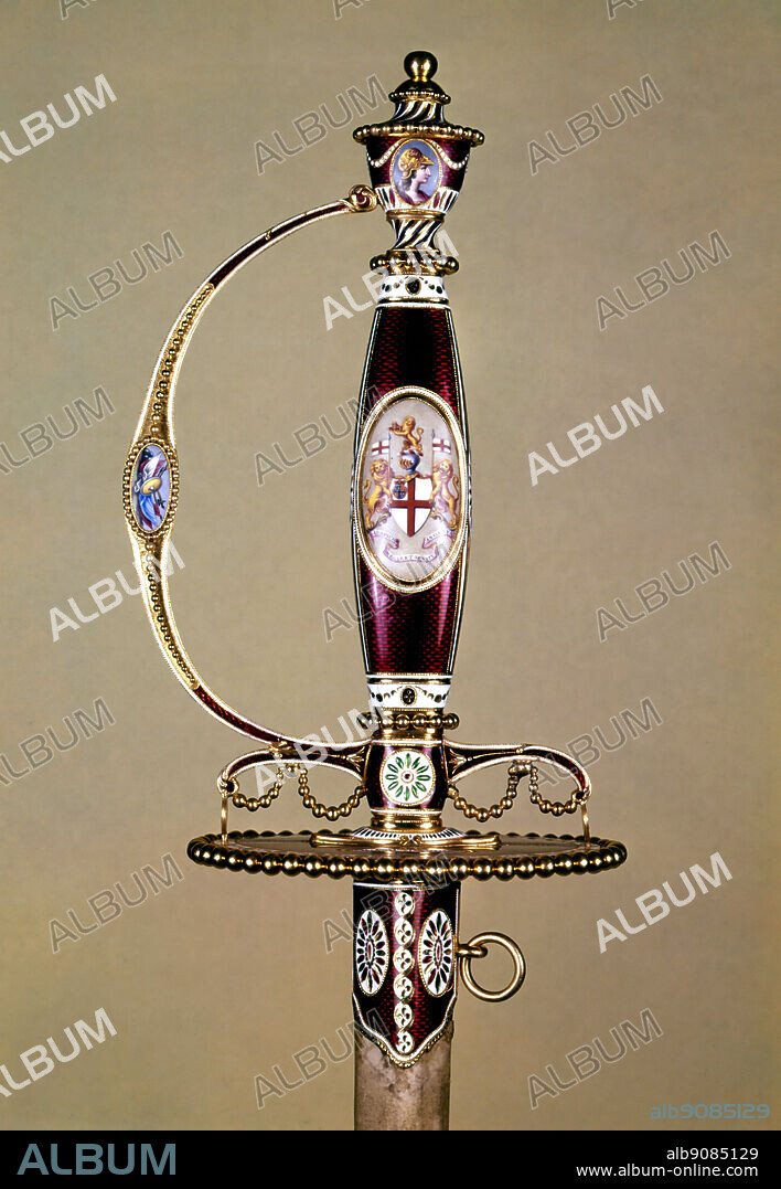 V&A : Colonel Hartley's small sword c.1780 - gold and enamel hilt set by Morissey, presented to Hartley by East India Co. Thomas Hartley (September 7, 1748 - December 21, 1800) was an American lawyer, soldier, and politician from York, Pennsylvania. In the Revolutionary War, Colonel Hartley commanded the 6th Pennsylvania Regiment in the Continental Army. He later represented Pennsylvania in the U.S. House from 1789 until 1800. ©TopFoto.