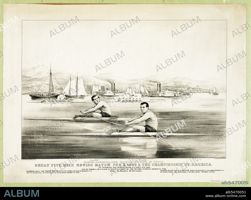 19th Century Illustrations - James Hammill, and Walter Brown, in their great five mile rowing match for $4000 & the championship of America.