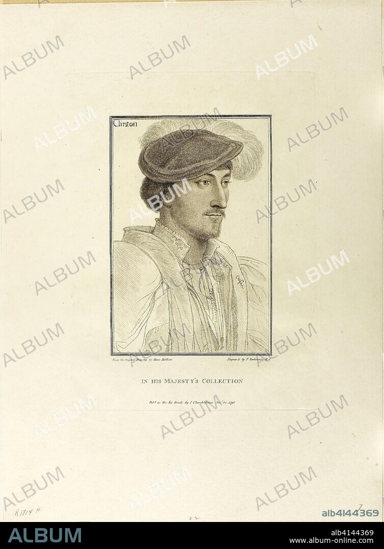 Lord Clinton. Francesco Bartolozzi (Italian, 1727-1815); after Hans Holbein the younger (German, 1497-1543). Date: 1793. Dimensions: 216 x 146 mm (image); 305 x 228 mm (plate); 470 x 344 mm (sheet). Stipple engraving on cream wove paper. Origin: Italy.
