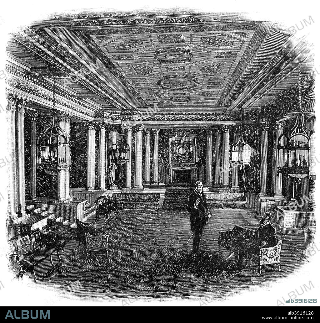 The Marble Hall, Buckingham Palace, 1900. The official London residence of the British monarch. Illustration from The life and times of Queen Victoria by Robert Wilson, (1900).