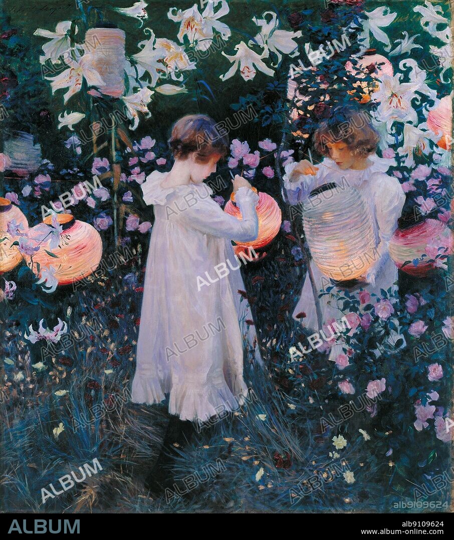 John Singer Sargent/ Carnation, Lily, Lily, Rose, around 1885, Oil on canvas. w1537 x h174 mm.
