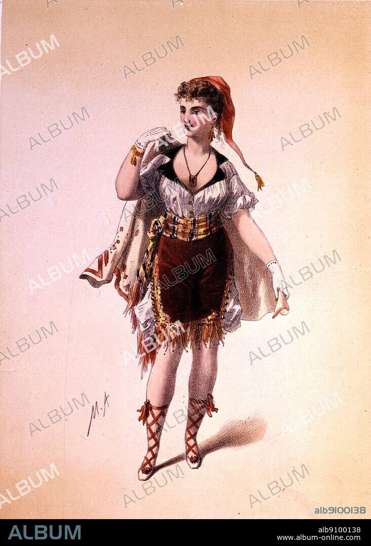 Pecheur Napolitain (Neapolitan Pechor). Costumes des theatres (Costumes of the theatres) 1860. La Vie Parisienne by Joanna Richardson (1860) page 91. La Vie Parisienne (Parisian Life), by Jacques Offenbach (1819-1880) is a five-act opera about cosmopolitan life in Paris in the 1860s. Jacques Offenbach was a German-born, French composer and cellist, and one of the originators of the operetta form, a precursor of the modern musical comedy.